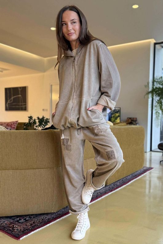 Anine Soft Touch Seam Pocket Hoodie Washed Mocha 